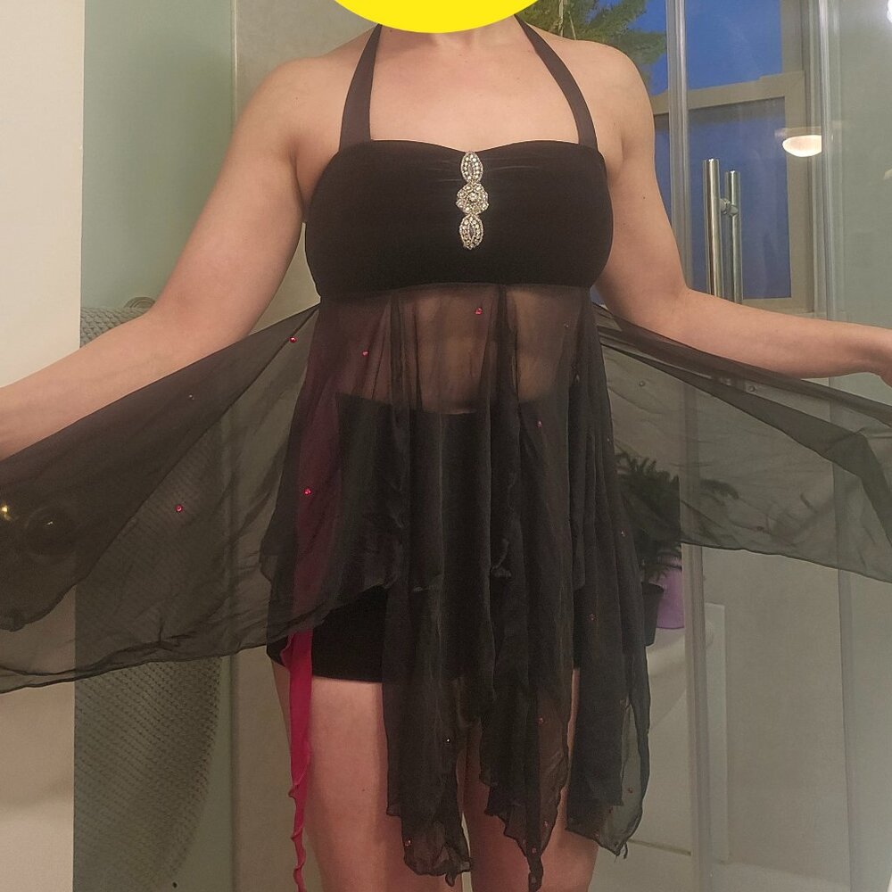 Two piece black contemporary / lyrical / jazz dance costume
